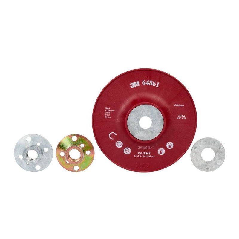 3M heavy-duty backing pad, red, 125 mm, M14, ribbed, very hard - Image 4